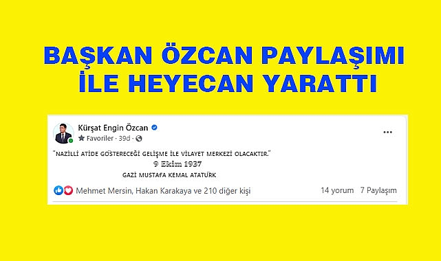Başkan Özcan'ın Paylaşımı Heyecan yarattı