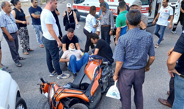Hastane kavşağında Motosiklet ile Araç birbirine girdi