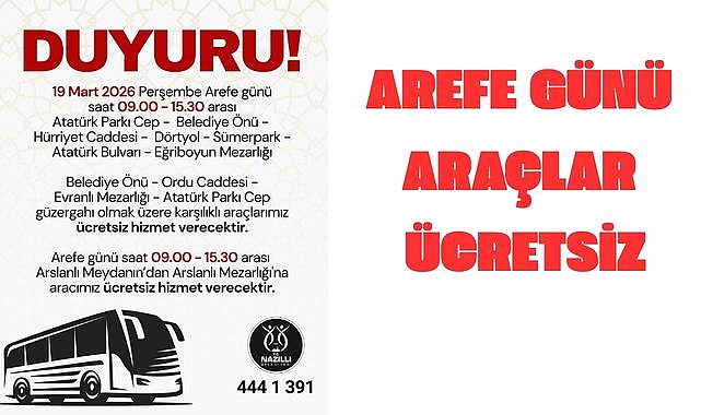 Nazilli’de Ramazan Bayramı öncesi mezarlıklara ücretsiz servis hizmeti