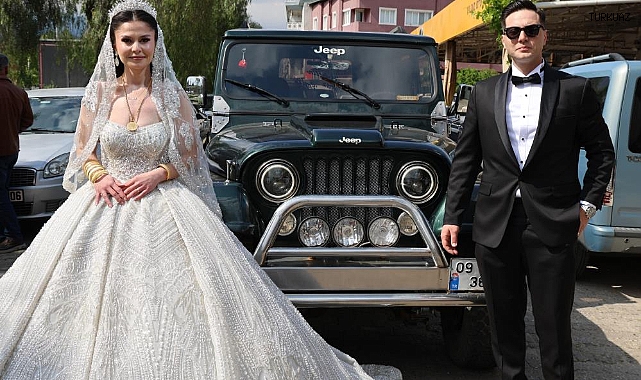 YÜZLERCE JİP GAMZE VE BERKAY'IN DÜĞÜNÜNE GELDİ
