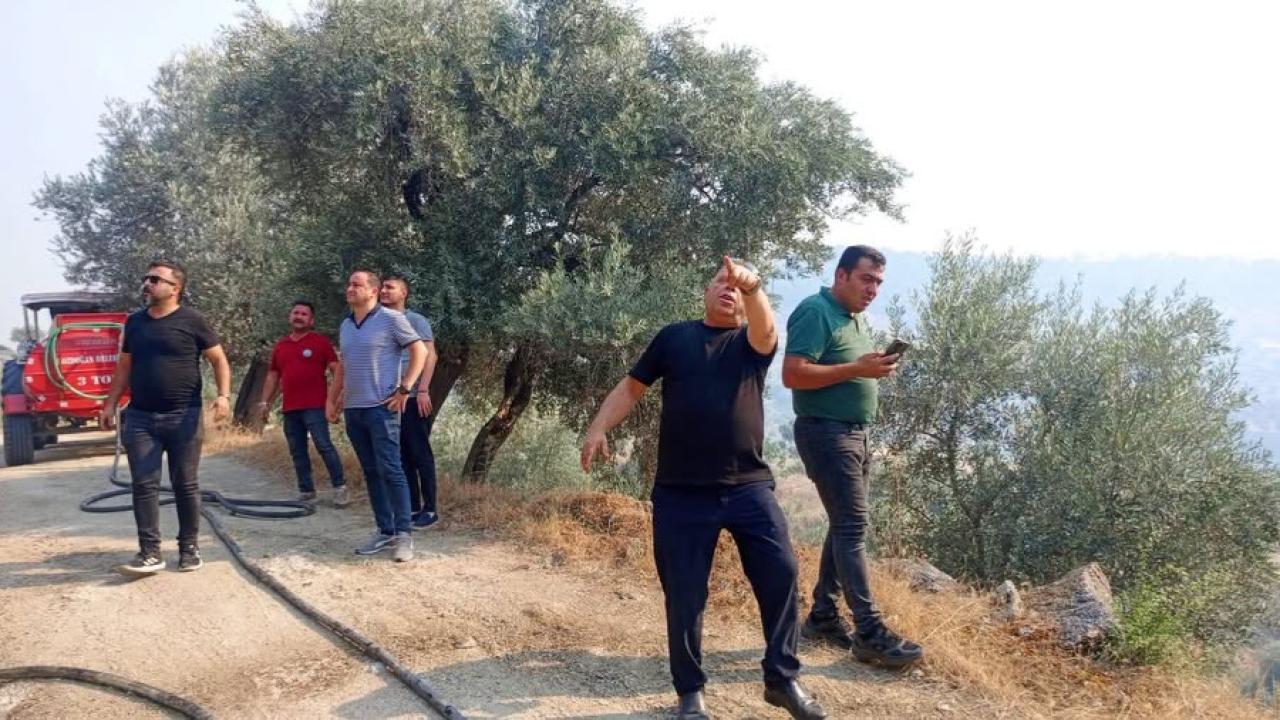 Bozdoğan Belediye Başkanı Özel, yangın bölgesinde çalışmaları yerinde takip ediyor