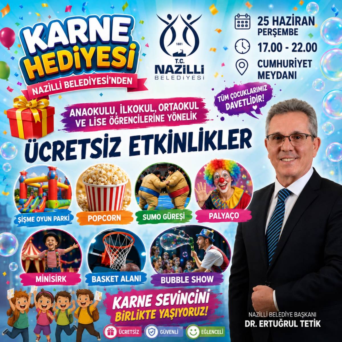 Nazilli Belediyesi’nden Öğrencilere Karne Hediyesi: